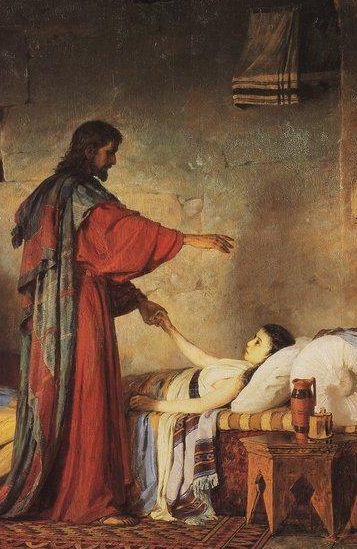 Resurrection of Jairus' Daughter, by Vasily Polenov, 1871. (Click to see full version)